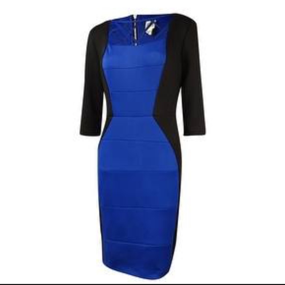 Signature by Sangria Dresses & Skirts - Royal Blue & Black Color-Block Silhouette Dress
